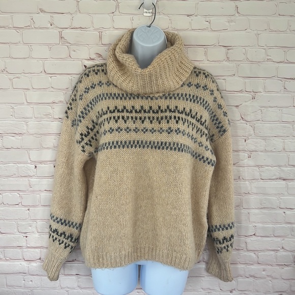 Madewell Somerveil fair isle wool blend turtleneck sweater SZ XXS oversized fit - Picture 3 of 13